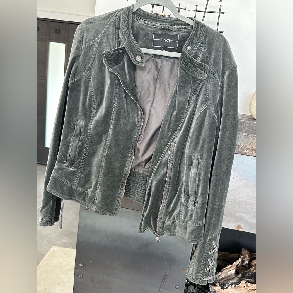 Gray velvet jacket size large women’s